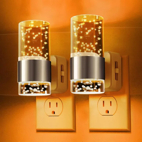 Vista 55 de L LOHAS LED Luz nocturna, paquete de 2 luces nocturnas de burbujas de 3000 K enchufables a la pared, luces nocturnas acrílicas con sensor de luz