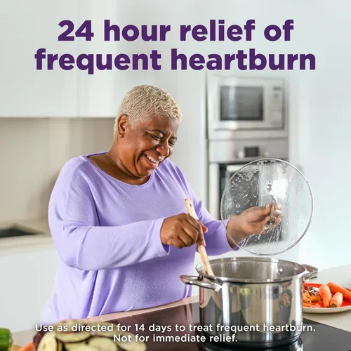 Vista 3 de Amazon Basic Care Omeprazol - Tabletas de liberación retardada de 20 mg, menta fresca, reductor de ácido, trata la acidez estomacal frecuente, 14