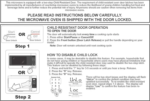 Vista 3 de GE Horno microondas para encimera, compacto de 1.1 pies cúbicos, capacidad de 950 vatios, 6 ajustes de cocción automática, tecnología de bloqueo