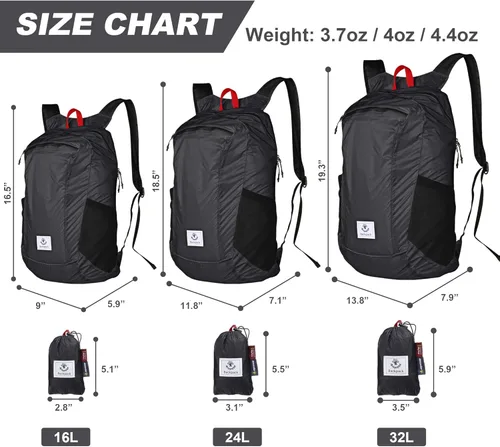 Vista 3 de Mochila 4Monster de excursionismo, de día, resistente al agua, ligera, plegable, para viajes, campamento, exteriores