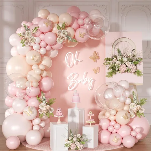 Vista 17 de Kit de arco de globos azul empolvado, 126 piezas, kit de guirnalda de arco de globos azul claro y blanco, incluye globos de macarón para bodas
