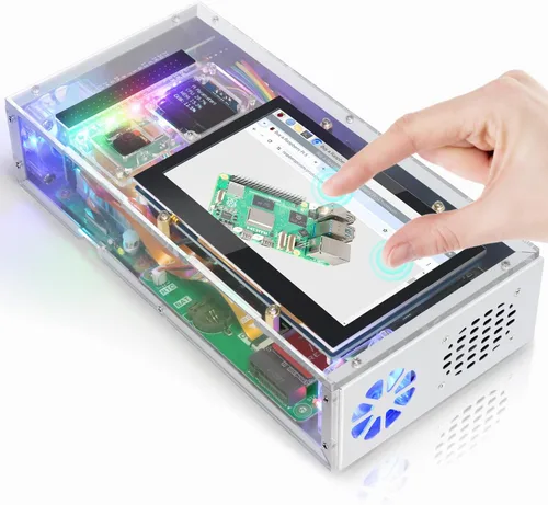 Vista 10 de Freenove Kit de carcasa de PC para Raspberry Pi 5 con ventilador de refrigeración, SSD M.2 NVMe de 128 GB 800 MB/s, cámara de 5 MP, pantalla OLED