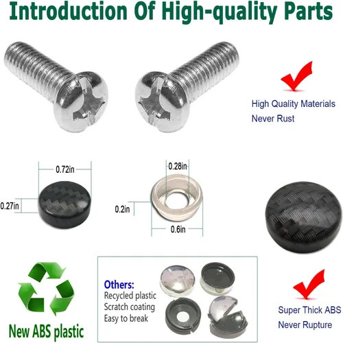 Vista 8 de BGMVFK Marco de matrícula de fibra de carbono, cubierta de aluminio negro resistente para placa de automóvil, paquete de 2 unidades a prueba