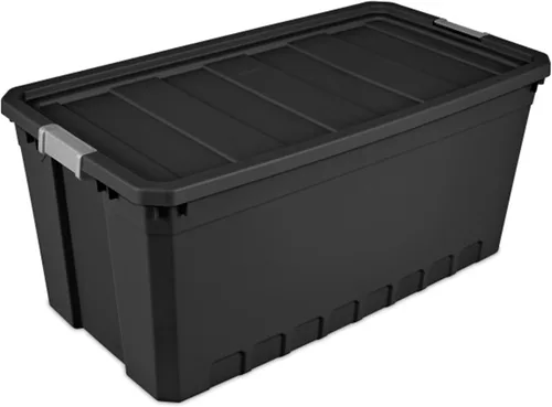 Vista 10 de Sterilite Paquete de 6 contenedores de almacenamiento de plástico con tapas, contenedores apilables, 4 galones, negro