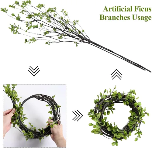 Vista 7 de Sherika 4 ramas de ficus artificiales, tallos de eucalipto sintético para jarrón, tallos de vegetación falsa de 47.2 pulgadas, planta artificial