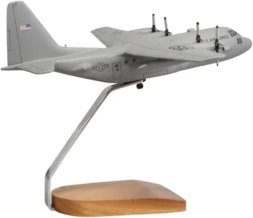 Vista 6 de Lockheed C-130H Hércules (gris) Escultura de caoba grande