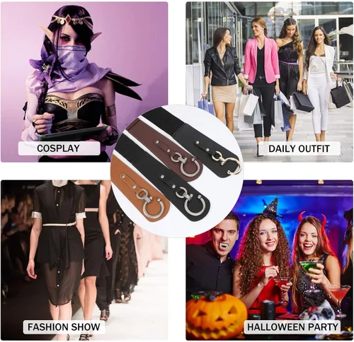 Vista 6 de JASGOOD Cinturón elástico ancho vintage de moda para mujer con hebilla entrelazada cinturón de Halloween