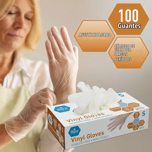 Vista 6 de MedPride - Guantes de vinilo para uso general, sin polvo, pequeños, 100 unidades (paquete de 1)
