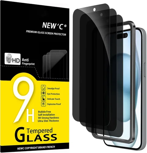 Vista 18 de NEW'C Paquete de 3 protectores de pantalla diseñados para iPhone 14, iPhone 13, iPhone 13 Pro (6.1 pulgadas), protección de vidrio templado
