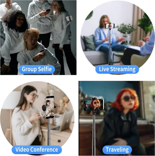 Vista 9 de Joyful - Trípode para teléfono de 72 pulgadas y palo para selfie, soporte extensible para teléfono celular con control remoto inalámbrico y soporte