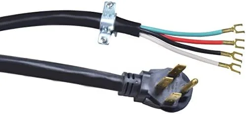 Vista 7 de Southwire Cable de alimentación de rango 9044SW8808 4 pies terminales con brida de 14 pulgadas enchufe plano compatible con la mayoría de los rangos