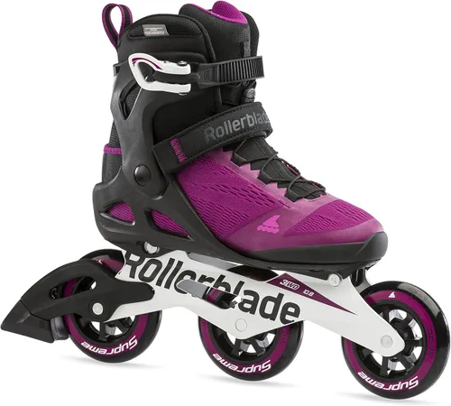 Vista 8 de Rollerblade Macroblade 100 3WD Patines en línea para mujer, color violeta y negro, patines en línea de rendimiento