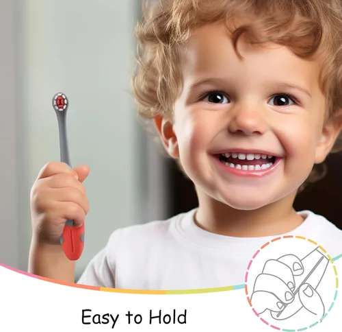 Vista 3 de Mombella Cepillo de dientes para niños de 2 a 4 años, cepillo de dientes para niños de 2 a 4 años, fácil de usar, cuidado de higiene bucal