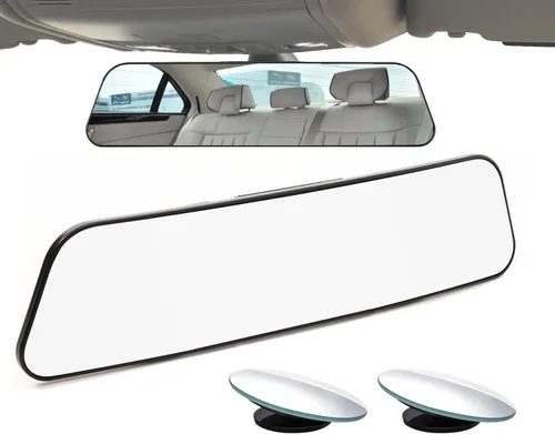 Vista 13 de Kitbest - Espejo retrovisor, universal con clip, gran angular, antirreflejos, tinte azul para automóvil