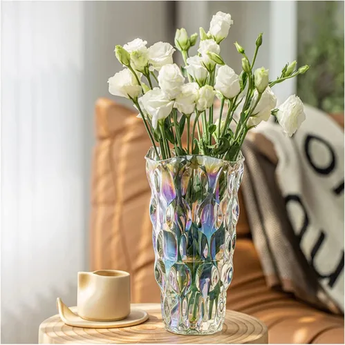 Jarrón moderno de cristal transparente para decoración de centros de mesa altos de flores para el hogar (colorido)