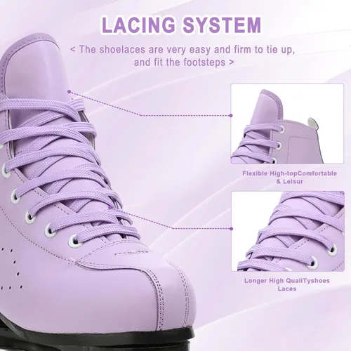 Vista 5 de YYW Patines clásicos de doble fila de cuero PU para mujer - Interior/exterior