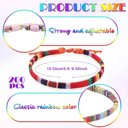 Vista 2 de Kigeli 200 Pcs Boho Surfer Bracelets for Men Women Unisex Handmade Braided Bracelet Adjustable Surfer Ankle Waterproof Beach Bracelet String Rope