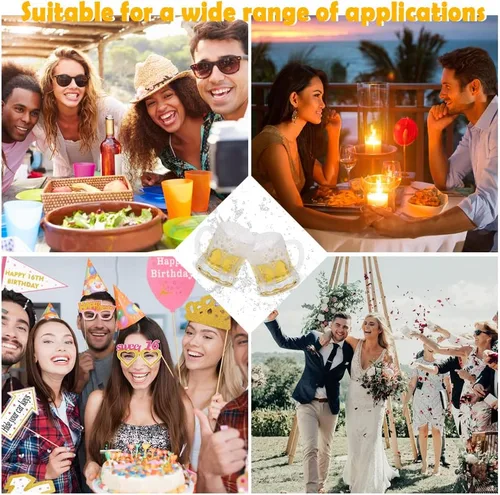 Vista 3 de Mini vasos de chupito de cerveza con asas para fiesta, 2.16 pulgadas de alto, 2 onzas (6, vaso)