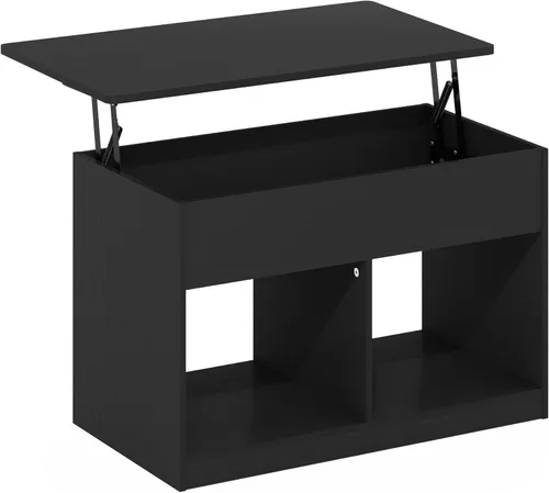 Vista 7 de Furinno Jensen - Mesa auxiliar elevable para sala de estar con compartimento oculto, estilo americano