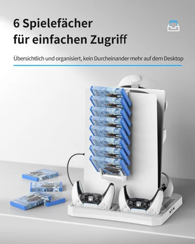 Vista 5 de AOLION 5 en 1 Estación de carga PSVR 2 con ventilador de refrigeración y soporte PSVR2, accesorios PS VR2 incluidos PS5 VR2 soporte de exhibición