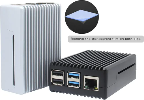 Vista 6 de Geekworm Funda de aluminio para Raspberry Pi 4, carcasa de metal de refrigeración pasiva de alta resistencia con pilar disipador de calor compatible