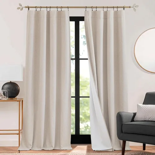 Vista 49 de RYB HOME - Cortinas totalmente opacas para baño, 3 capas de reducción de ruido, cortinas blackout con ojales para ventana pequeña de dormitorio