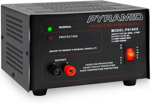 Pyramid Universal Compact Bench Power Supply - 12 Amp Linear Regulated Home Lab Benchtop AC-to-DC 12V Converter w/ 13.8 Volt DC 115V AC 270 Watt