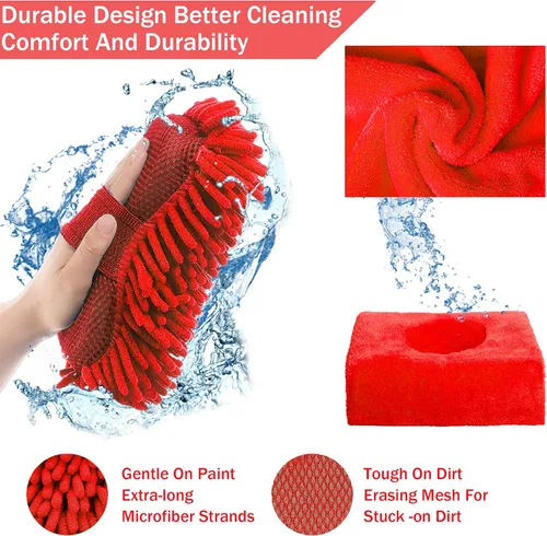 Vista 4 de Kit de lavado de autos - Kit de limpieza de automóvil, kit de lavado de autos con pistola de espuma, esponja de microfibra y toallas, cepillo