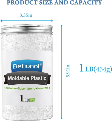Vista 7 de Betionol Arcilla de plástico moldeable, 1 libra/16 onzas, arcilla blanca para modelar, cuentas termoplásticas para hacer actividades creativas