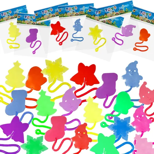 Vista 8 de 28 piezas de juguetes de manos pegajosas de Navidad para niños, estilos navideños, juguetes elásticos para rellenos de calcetines de Navidad Navidad