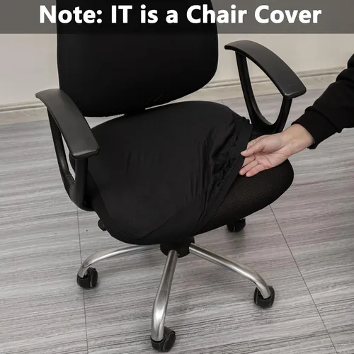 Vista 2 de Melaluxe Fundas para Silla de Oficina de Computadora, Funda Universal Protectora y Elástica, Funda Elástica para Silla Giratoria (Negro)