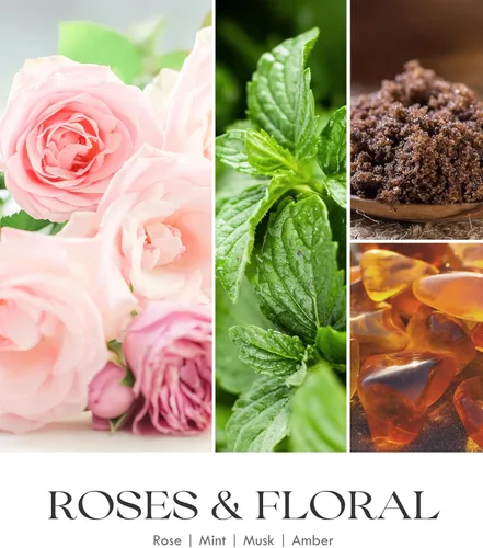 Vista 4 de AOOVOO Velas perfumadas de rosa para mujer, velas de soja de 20 onzas con 3 mechas para el hogar, vela de aromaterapia con cristales