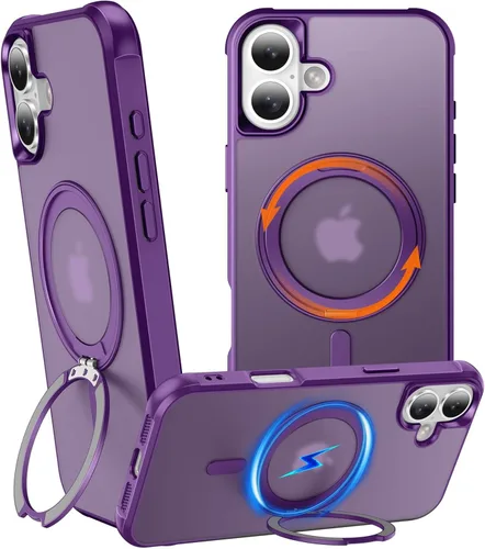 Vista 84 de Anillo giratorio magnético de 360° para iPhone 15 Plus, soporte de metal integrado y soporte de anillo, compatible con Magsafe, protección de grado