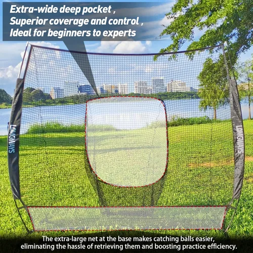 Vista 6 de 7×7FT Golf/Baseball/Softball Practice Net for Batting, Hitting, Pitching, Training, Portable Baseball Golf Net with Carry Bag, for All Levels, Easy