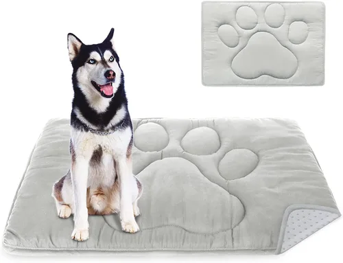 Vista 14 de Almohadilla para jaula de perro (18 x 24 pulgadas), alfombrillas para dormir, transpirable, color oscuro para ocultar manchas, gris