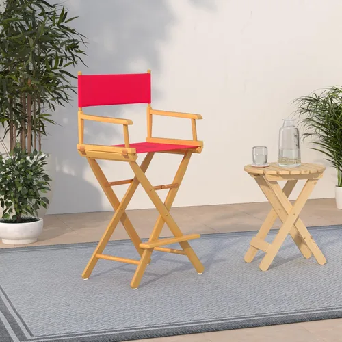 Vista 2 de Silla de director de casa casual, marco natural/lienzo rojo, 30.0 in – altura de la barra