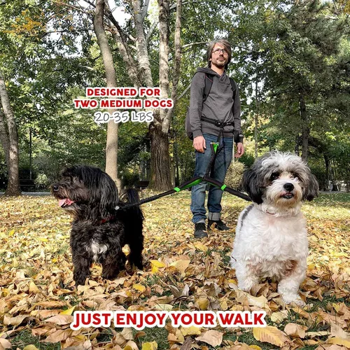 Vista 7 de Exquisita correa doble para perros pequeños Acoplador de correa de dos perros Correa de perro de 2 vías Correa de perro de doble gancho