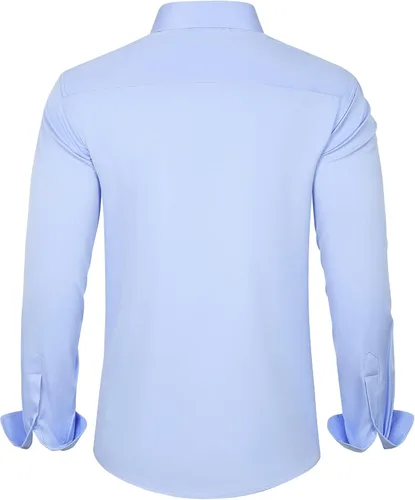 Vista 2 de J.VER Men's Dress Shirts Solid Long Sleeve Stretch Wrinkle-Free Formal Shirt Business Casual Button Down Shirts