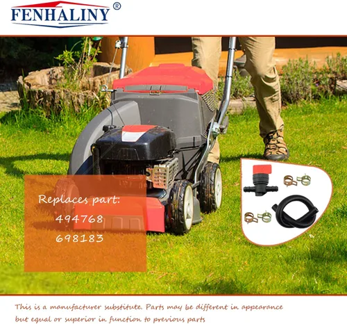 Vista 3 de 494768 698183 Válvula de cierre de combustible + manguera de línea de combustible de 1/4 x 25 pulgadas con 4 abrazaderas para cortacésped compatible