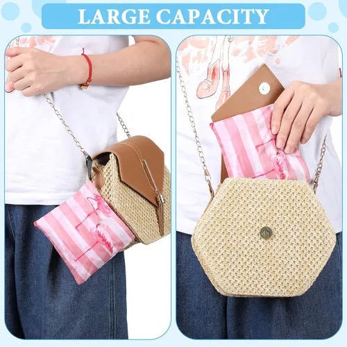 Vista 5 de Shappy Paquete de 25 bolsas de compras reutilizables, bolsas de comestibles florales, bolsas plegables, lavables a máquina, impermeables, ligeras