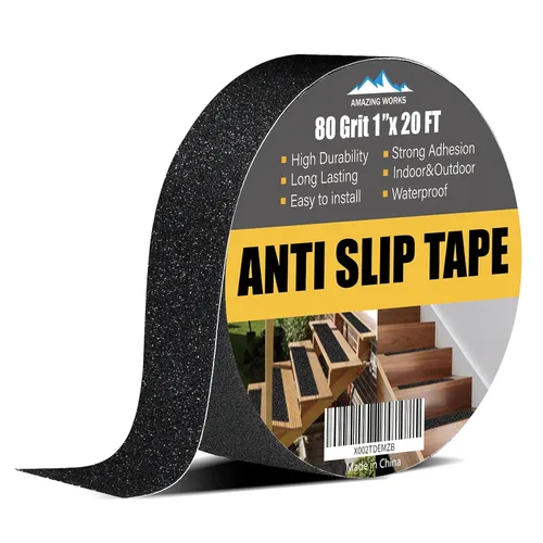 Cinta de agarre – Cinta antideslizante de servicio pesado de grano 80 antideslizante para escaleras exterior/interior, impermeable de alta tracción