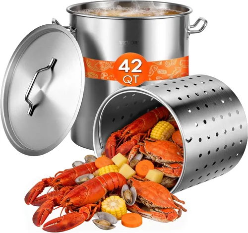Vista 14 de VEVOR Olla de acero inoxidable, ollas de cocina de 24 cuartos, olla de salsa con tapa y asa, olla de grado comercial resistente, tratamiento
