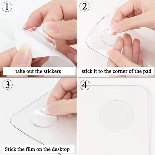 Vista 3 de Oterri Almohadilla de Escritorio Transparente, 12''x12'' Resistente al Calor Impermeable PVC Borde Redondo Alfombrilla Protectora de Escritorio