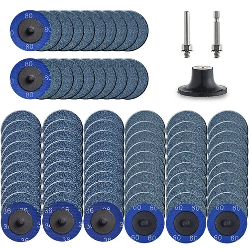 Vista 9 de Tshya Quick Change Grinding Disc, 50 Pcs 2 inch Sanding Discs, Zirconia Coated Roll Lock Disc for Surface Prep (36 Grit)