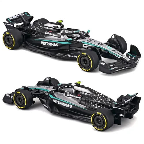 Vista 4 de Bburago Escala 1:64 Race Formula Mercedes W16 (2025) Vehículo fundido a presión, Antonelli #12