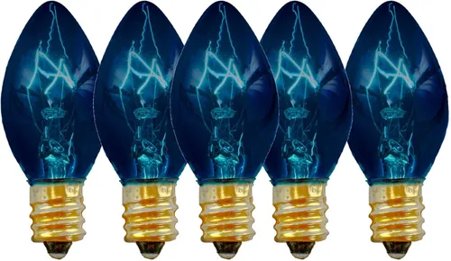 Vista 3 de EST. LEE DISPLAY L D 1902 Bombillas C7 para el 4 de julio, luces de Navidad multicolor transparentes, bombillas de repuesto rojas, blancas y azules