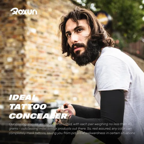 Vista 4 de ROXUN Mangas de brazo, compresión deportiva de protección solar UV refrescante para hombres/mujeres
