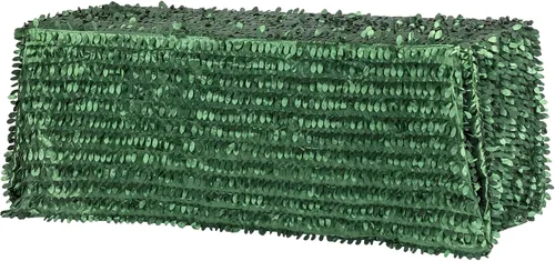 CVL Mantel rectangular de tafetán de pétalos de hojas de 90 x 132 pulgadas, color verde esmeralda para decoración de bodas o eventos
