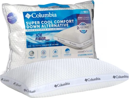 Vista 8 de Almohada Columbia Comfort Ice Fiber Side Sleeper Down Alternative con relleno de fibra de poliéster, funda transpirable de doble cara