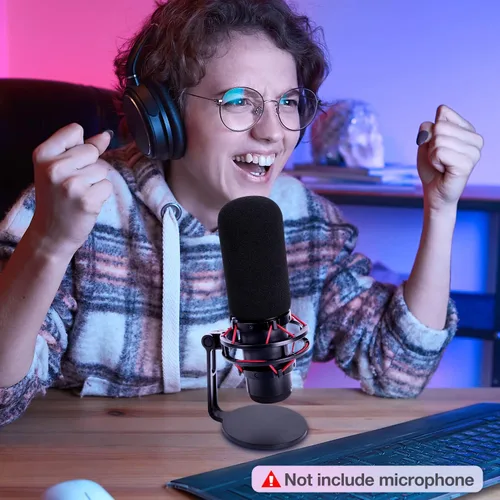 Vista 5 de SUNMON HyperX QuadCast Filtro Pop Parabrisas Compatible con Micrófono HyperX QuadCast S - Parabrisas de Espuma para Micrófono Reducción de Ruido